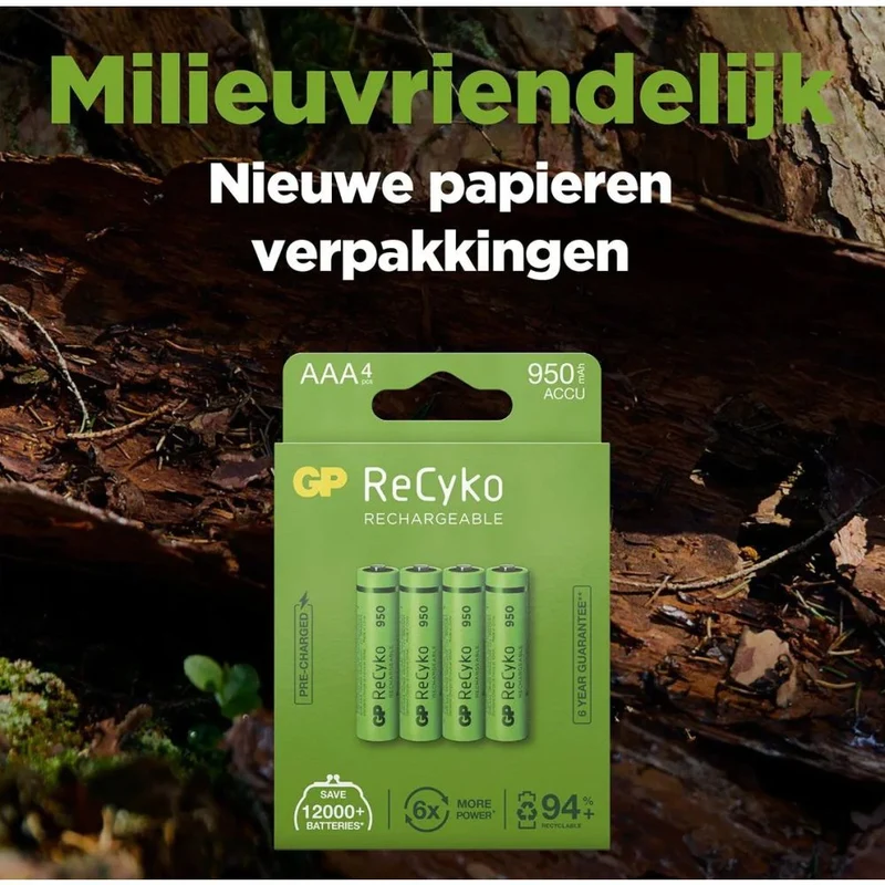 GP NiMH ReCyko AAA 950mAh 1,2V wiederaufladbar, 4 Stück