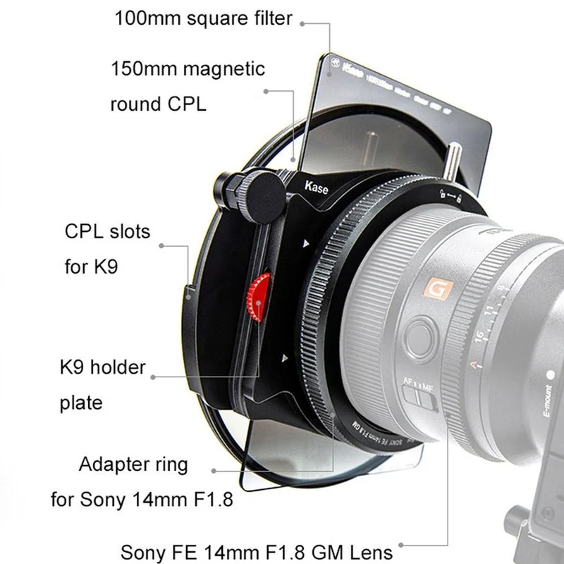 Kase K100 K9 Kit Sony 14mm f/1.8 mit CPL