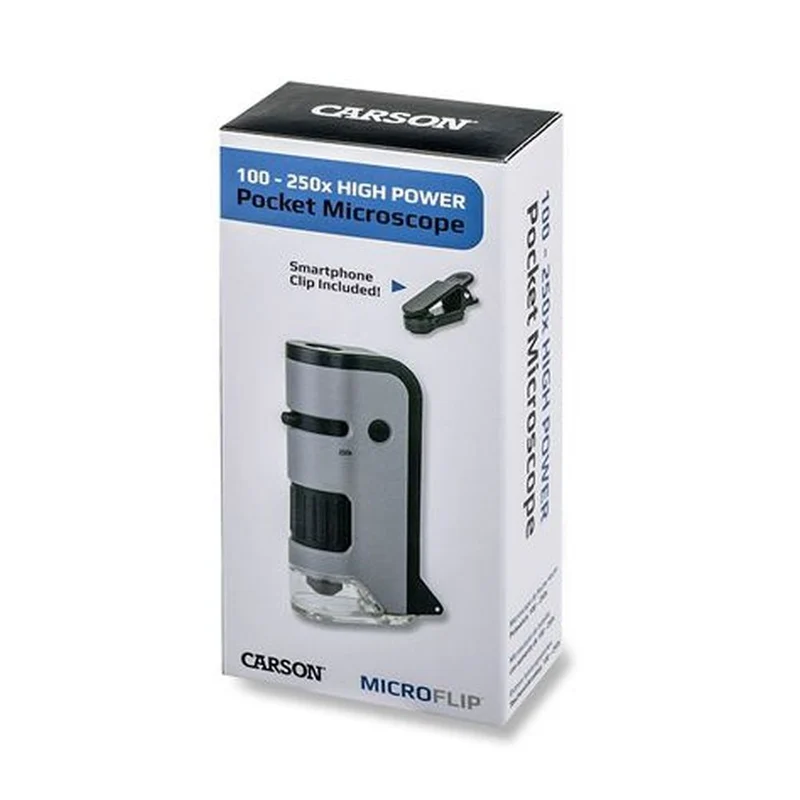 Carson Handheld Microscope MP-250 MicroFlip 100-250x with Smartphone Adapter