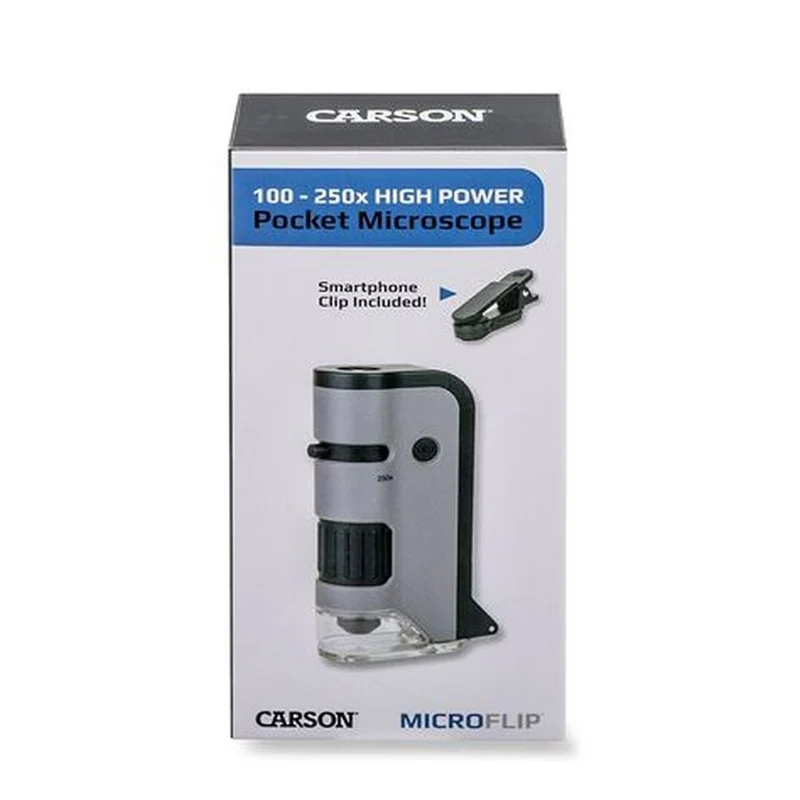 Carson Handheld Microscope MP-250 MicroFlip 100-250x with Smartphone Adapter