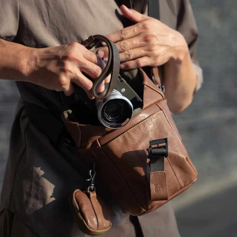 Wotancraft Pilot Travel Camera Bag 2L – Brown Leather