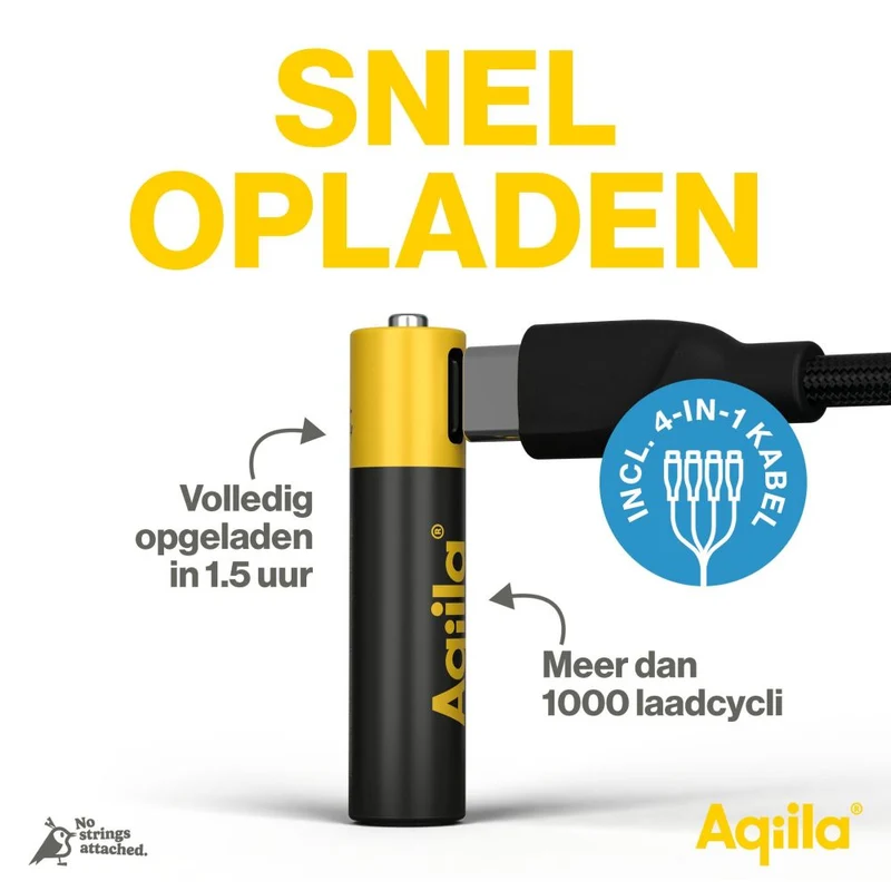 Aqiila AAA USB-C Akku 1,5 V 600 mAh Li-Ion (4x)