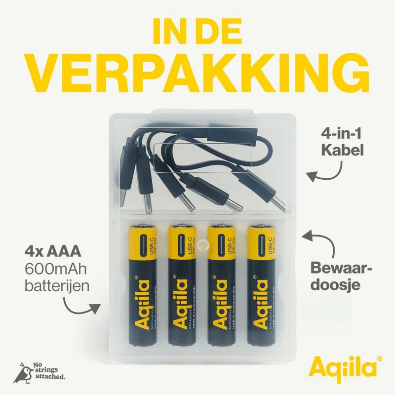 Aqiila AAA USB-C Akku 1,5 V 600 mAh Li-Ion (4x)