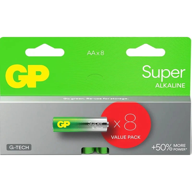 GP Alkaline Super AA Battery 1.5V (8x)