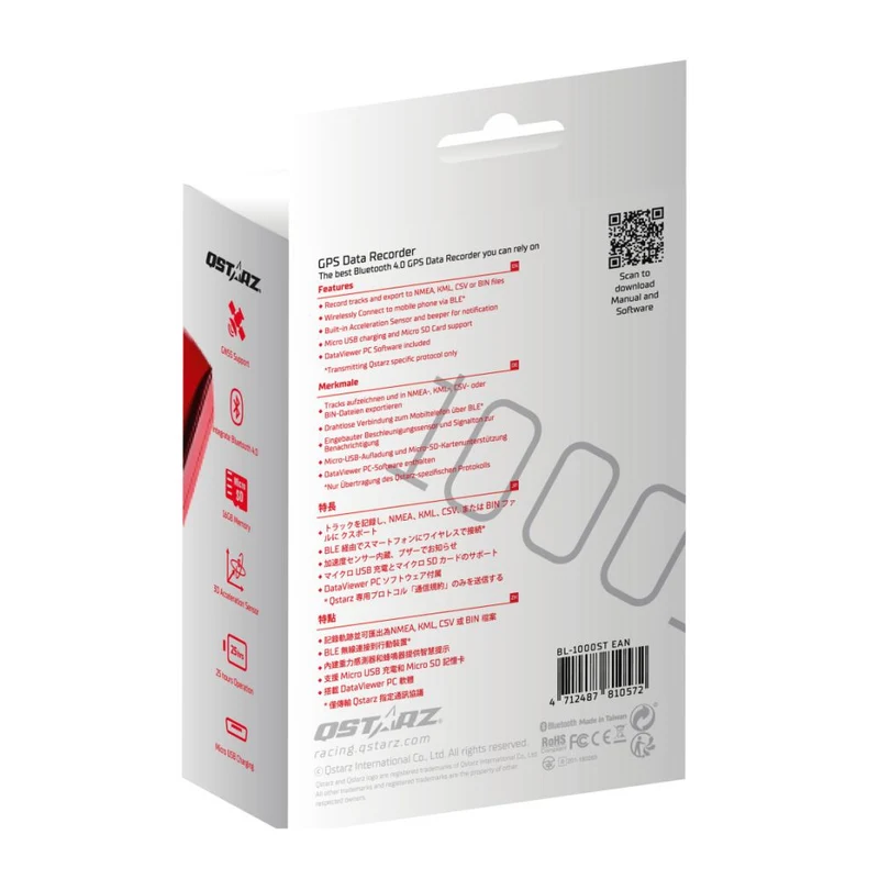 Qstarz BL-1000ST BLE Drahtloser GNSS-GPS-Empfänger Reiserekorder (Gen 2)