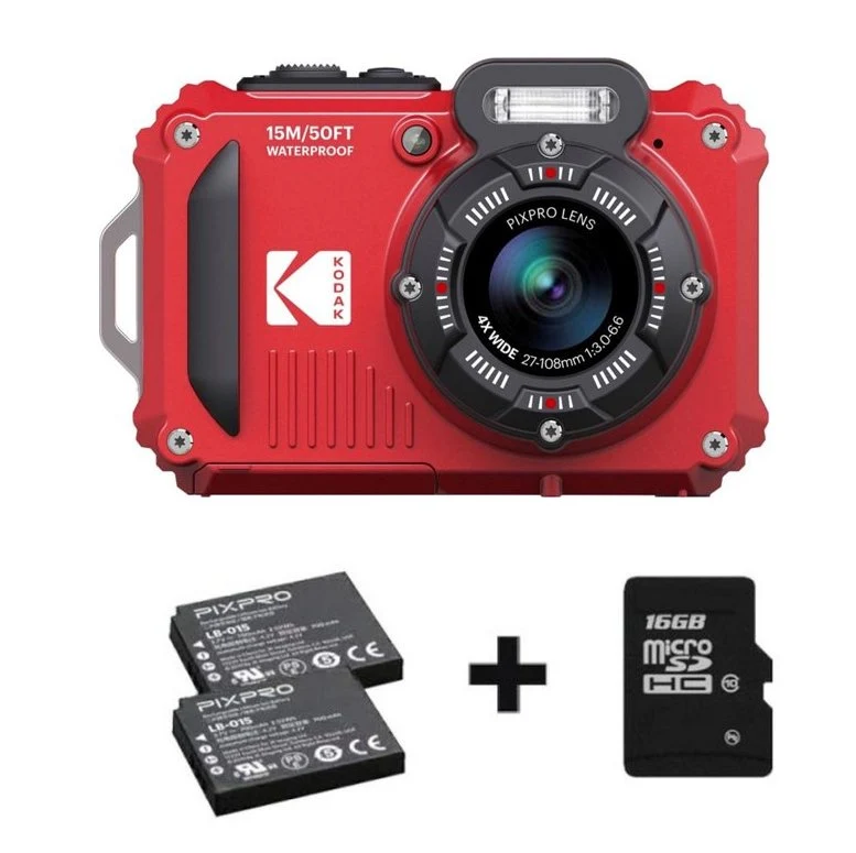 Kodak Waterproof PixPro WPZ-2 red 4x zoom, WiFi + extra battery + 16GB memory card