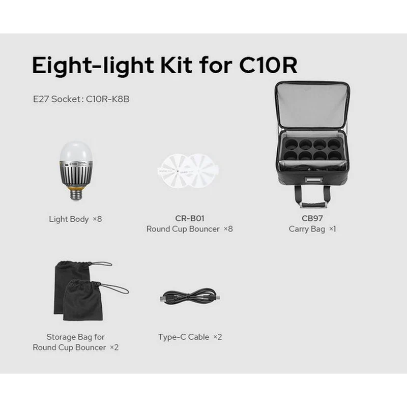 Godox KNOWLED RGBWW C10R Creative Bulb 8 Light Kit (E27)