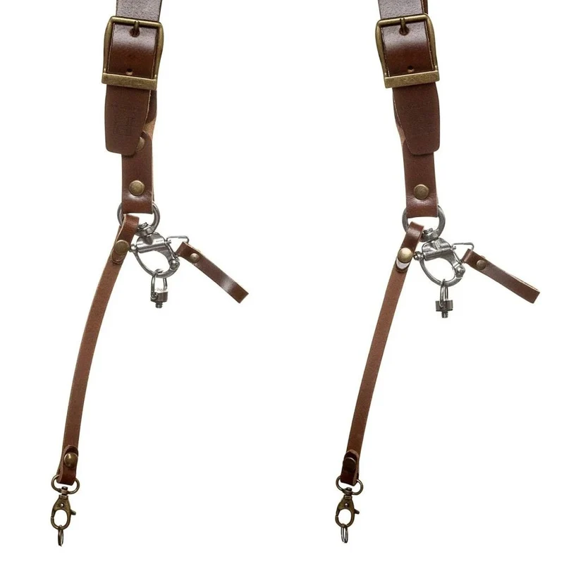 The Hantler Dual camera harness Brandy / Old silver, Large