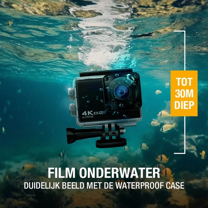 Pora&Co Action Kamera 4K, 16MP, 60FPS, 30m wasserdicht