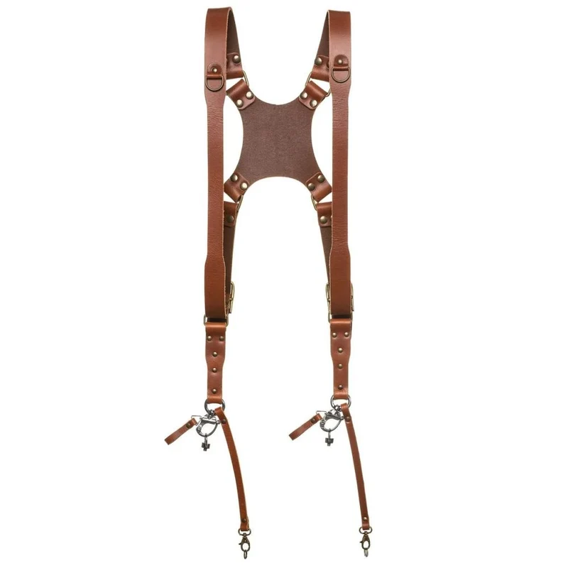 Das Hantler Dual-Kamerageschirr Cognac / Altsilber, Regular