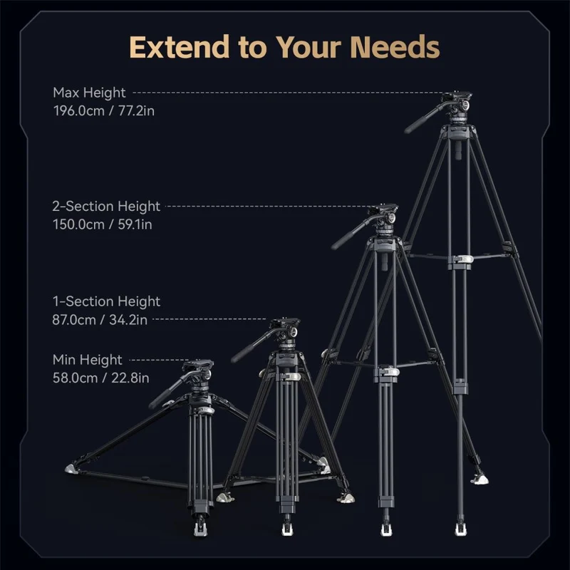 SmallRig 4465 Professional Fluid Head Tripod Kit