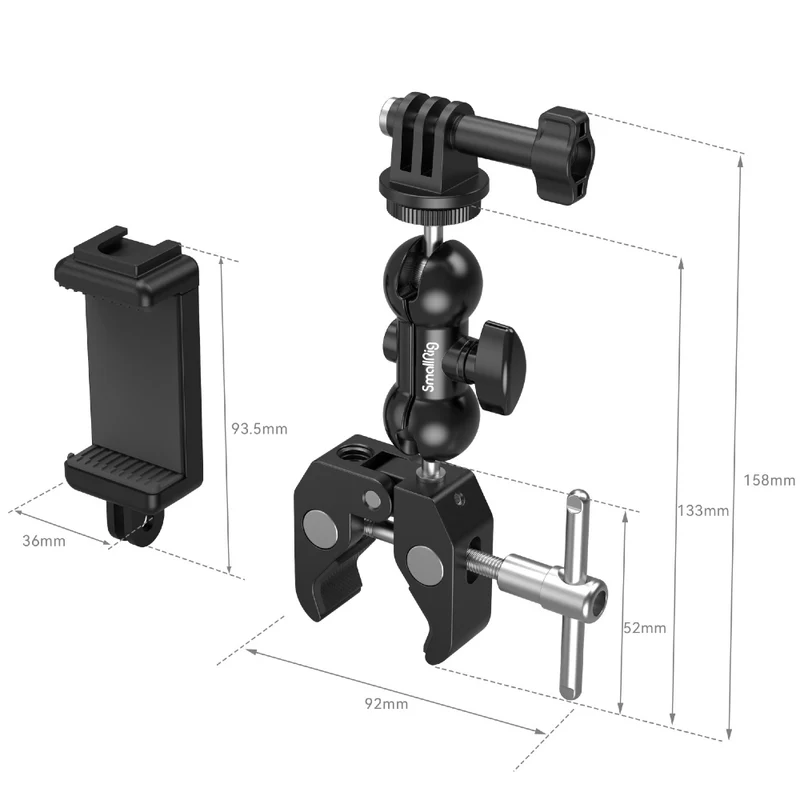 SmallRig 4373 Super-Klemme in Krabbenform mit Kugelkopf-Magic-Arm