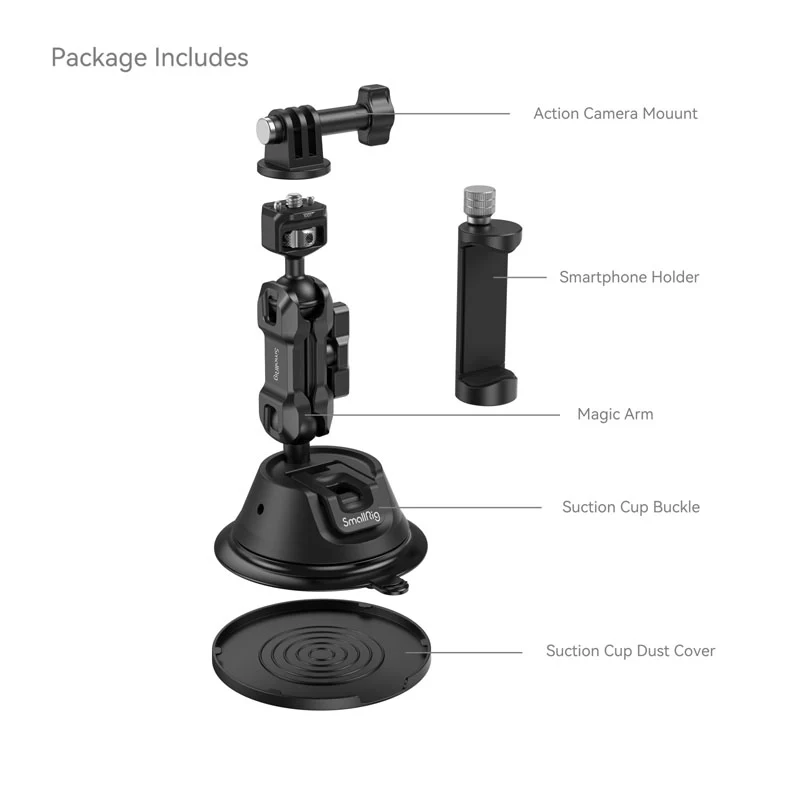 SmallRig 4275 Tragbare Saugnapfhalterung für Actionkameras/Mobiltelefone SC-1K