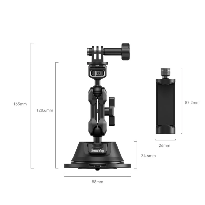 SmallRig 4275 Tragbare Saugnapfhalterung für Actionkameras/Mobiltelefone SC-1K