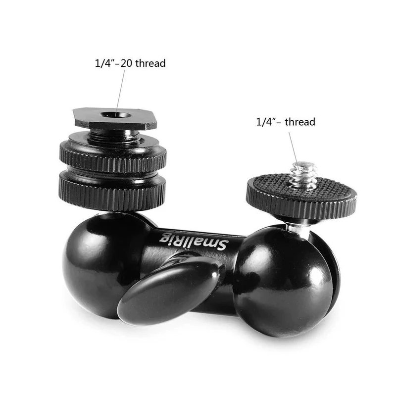 SmallRig 1135 Cool-Ballhead-V1 Multifunktions-Doppelkugelkopf mit Schuhhalterung und 1/4" Schraube