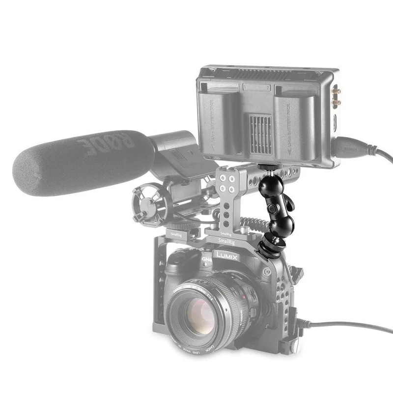 SmallRig 1135 Cool-Ballhead-V1 Multifunktions-Doppelkugelkopf mit Schuhhalterung und 1/4" Schraube