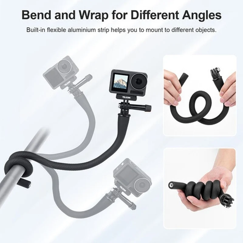 Flexibler Telesin-Arm für GoPro und Smartphone mit Telefonhalter