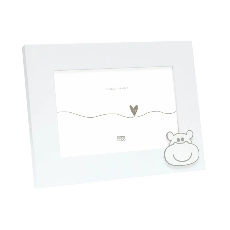 Deknudt Baby frame in white with hippo motif 13x18 S66RK1