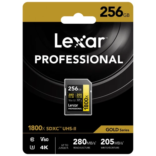 Lexar Professional Gold SD Card UHS-II - R280/W205 MB/s - 256GB - V60