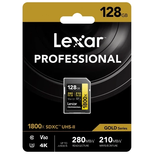 Lexar Professional SDXC 128GB BL 1800x UHS-II V60 gold