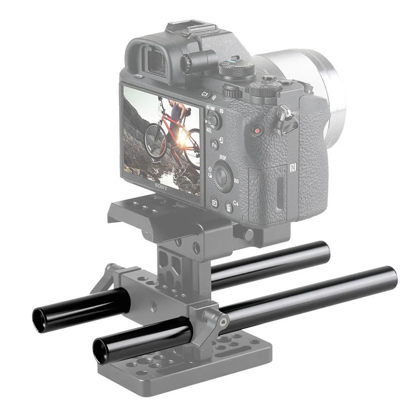 SmallRig 1051 2pcs 15mm Black Aluminum Alloy Rod (M12-20cm) 8"
