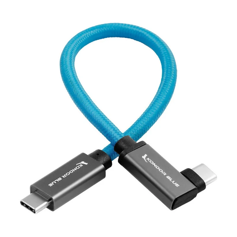 Kondor Blue USB C to USB C High Speed Cable for SSD Recording - Right Angle (12")