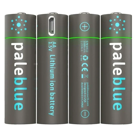 Pale Blue 4x AAA Lithium 1.5V Rechargeable Battery with USB-C