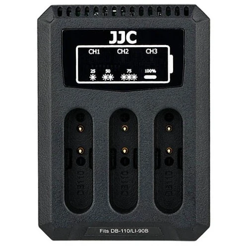 JJC DCH-DB110 USB Dual BatteryCharger (für Ricoh DB-110/ Olympus LI-90BCanon LP-E8)