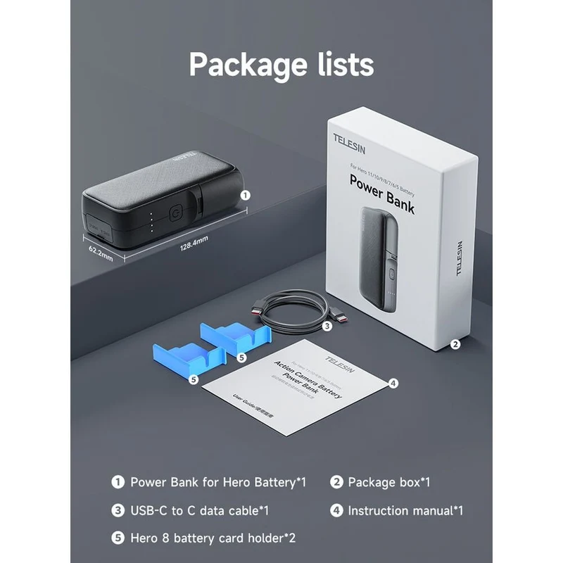 Telesin Powerbank für GoPro-Akkus 20W mit 10.000 mAh