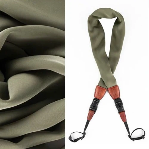 GGS SCS-11 silk scarf camera strap green