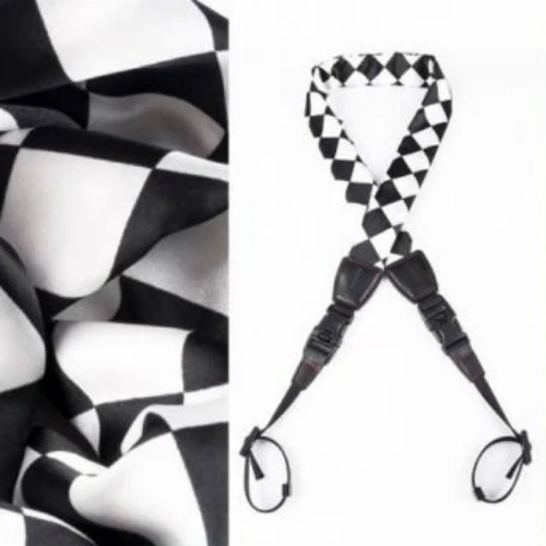 GGS SCS-09 silk scarf camera strap ruitjesprint