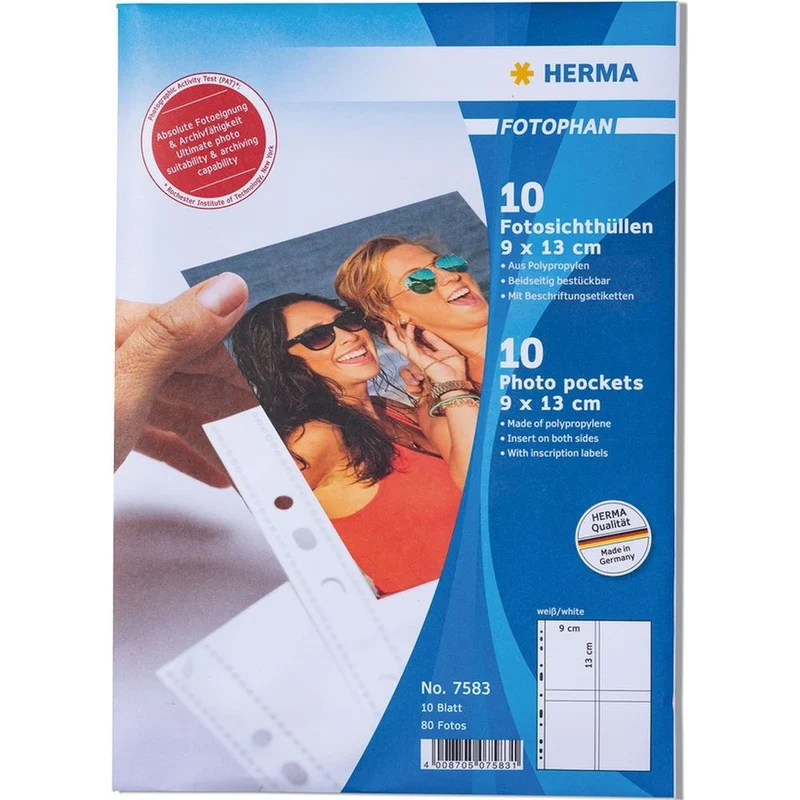 Herma Sichthüllen, weiss, 9x13 hoch, 10 St.