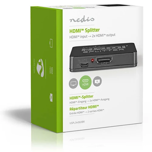 Nedis 2 Anschlüsse HDMI Splitter Schwarz