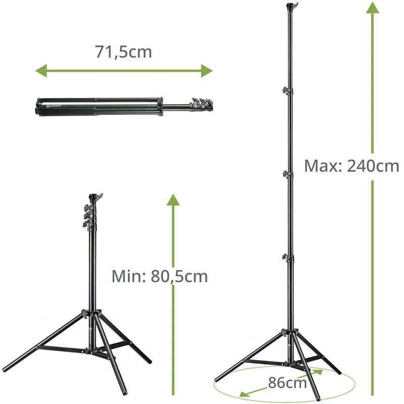Bresser 2x BR-TP240 Pro Light stand 240cm + Bag