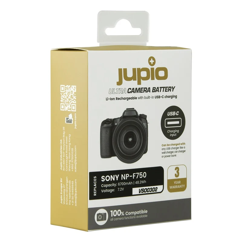 Jupio Sony NP-F750 Ultra C 6700mAh battery with USB-C input