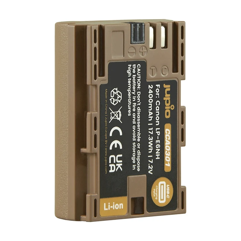 Jupio Canon LP-E6NH Ultra C 2400mAh battery with USB-C input
