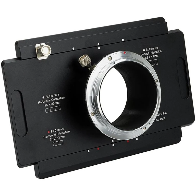 Fotodiox Pro Lens Mount adapter, Fujifilm G-Mount GFX Back to Large Format 4x5 View Cameras with a Graflok Rear Standard (with Shift / Stitch Adapter) (4x5-GFX-Pro)