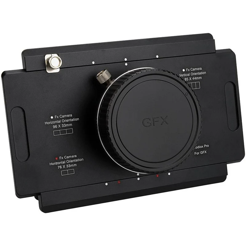 Fotodiox Pro Lens Mount adapter, Fujifilm G-Mount GFX Back to Large Format 4x5 View Cameras with a Graflok Rear Standard (with Shift / Stitch Adapter) (4x5-GFX-Pro)