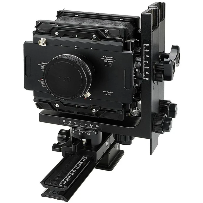 Fotodiox Pro Lens Mount adapter, Fujifilm G-Mount GFX Back to Large Format 4x5 View Cameras with a Graflok Rear Standard (with Shift / Stitch Adapter) (4x5-GFX-Pro)
