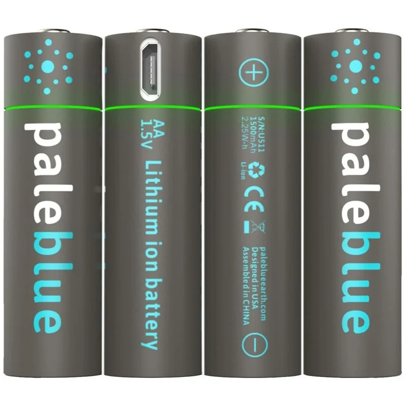 Pale Blue 4x AA Lithium Ion rechargeable battery