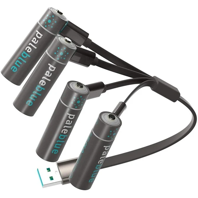 Pale Blue 4x AA Lithium Ion rechargeable battery