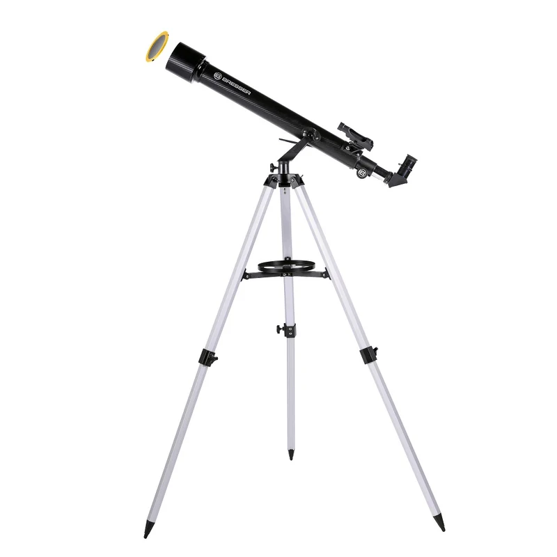 BRESSER Arcturus 60/700 AZ Carbon Design -Linsenteleskop mit Smartphone-Kameraadapter