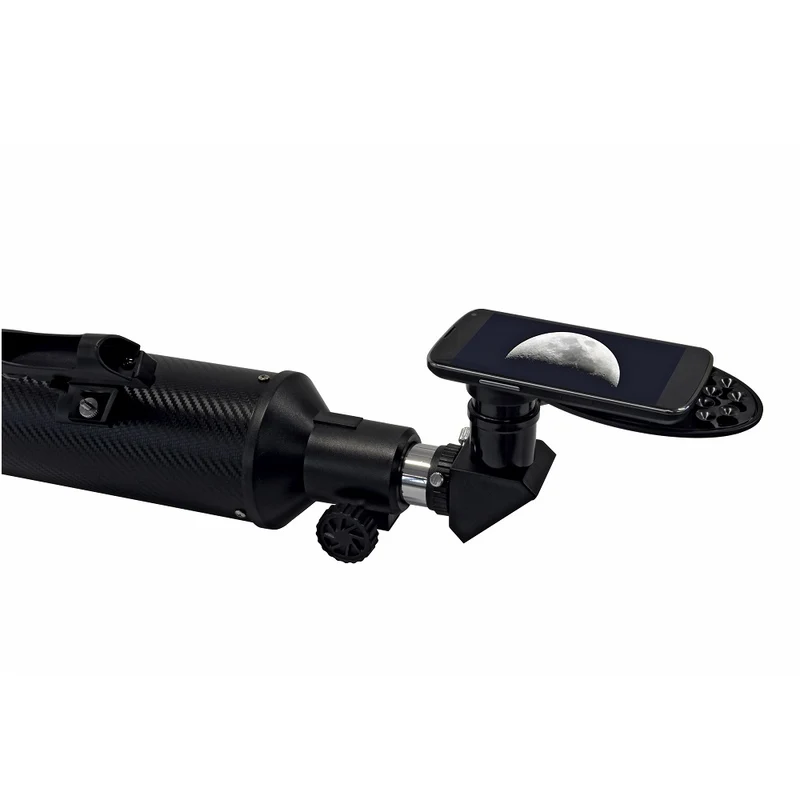 BRESSER Arcturus 60/700 AZ Carbon Design -Linsenteleskop mit Smartphone-Kameraadapter