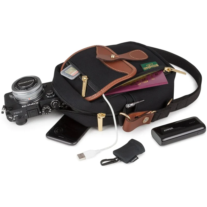 Billingham Stowaway Compact Schwarzes Segeltuch / Braunes Leder