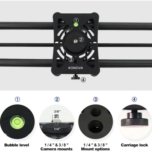 Konova P1 120cm Carbon Fibre Camera Slider (w/ KMS-S3)