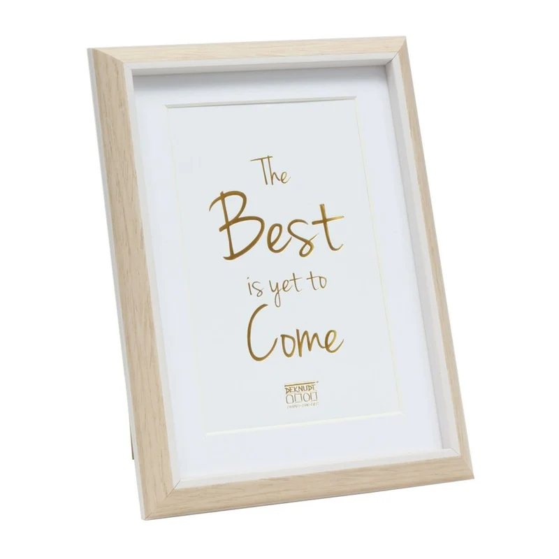 Deknudt Photo frame in light wood colour with white piping and passe-board 13x18 S46WG3