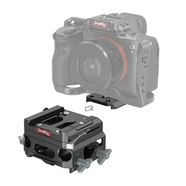 SmallRig 3067 Leichtgewichtgrundplatte mit doppelter 15-mm-Stangenklemme (Magnesiumlegierungsversion)