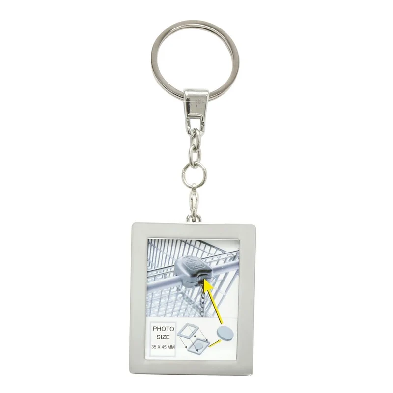 Deknudt Photo key ring with token for shopping cart in silver color S59NC1
