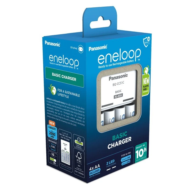 Panasonic Eneloop Ladegerät CC51 + 4x AA 2000mAh