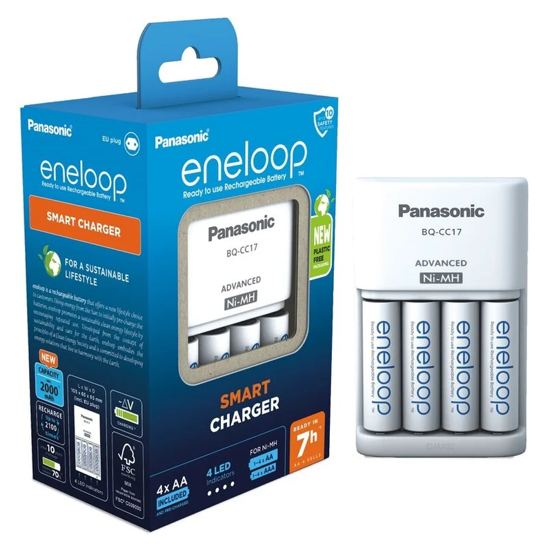 Panasonic Eneloop Ladegerät CC17 + 4x AA 2000mAh